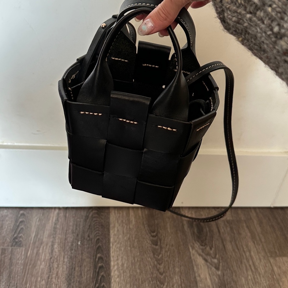 Woven leather crossbody
